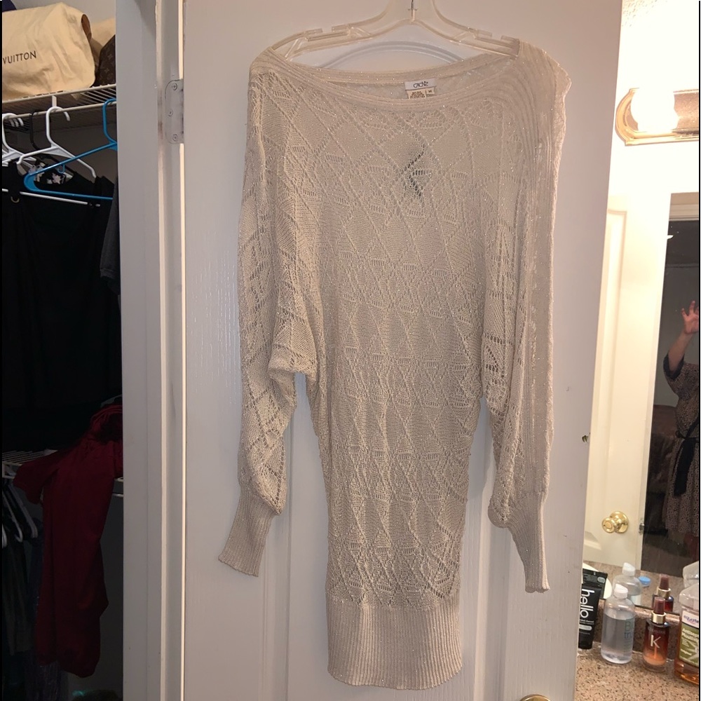 CACHE sweater dress Shimmering Cream.NWT